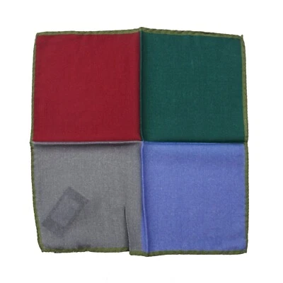 RODA Multicolor Quadrant Print Wool and Silk Pocket Square - Image 1 of 3