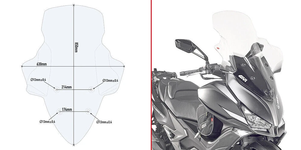 D6104ST GIVI Parabrezza Trasparente + Attacchi per Kymco XCiting S400i 2018 - Immagine 1 di 1