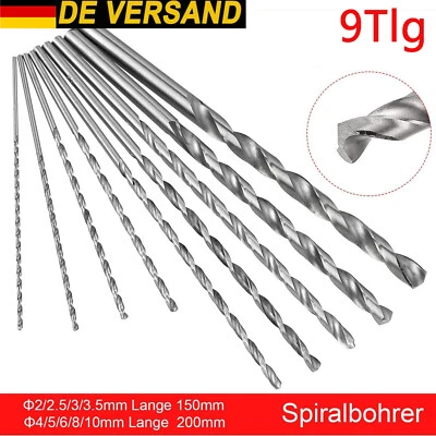 MARKENLOS 150-200mm Lang HSS-Spiralbohrer Bohrer Set Metall Holzbohrungen Holz Ø2,0-10,0mm