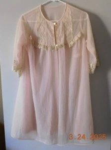 Peignoir Double Nylon Vintage Kleid hellrosa S - Bild 1 von 5