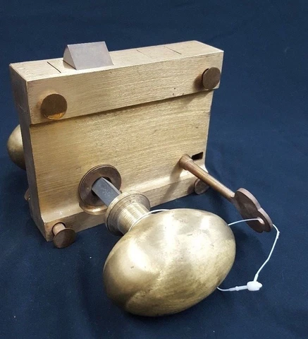 WWII Military Brass Ship Rim Lock with Oval Knob and Keys Cover