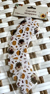 10 Cupcake Wrappers for Thanksgiving Turkeys Gobble Leaves Pumpkin Pies Acorns - Picture 1 of 2