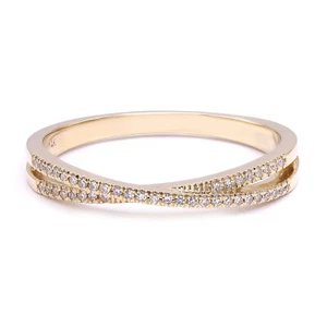 Rachel Koen Pave Diamond Twist Ring 14K Yellow Gold 0.09Cttw Size 7 - Picture 1 of 5