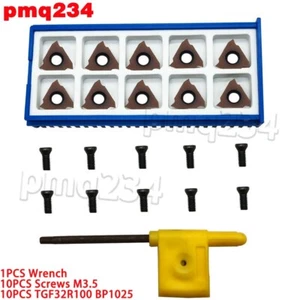 10PCS TGF32R100 Carbide Grooving Inserts Shallow Grooving Cut-Off Parting Tools - Picture 1 of 6