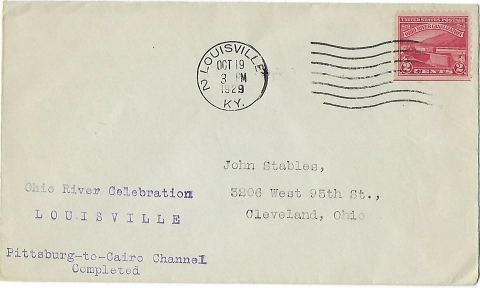 1929 FDC Ohio River canalization SC# 681 RS Cachet Louisville KY cncl CV35 1 of2 - Image 1 of 1