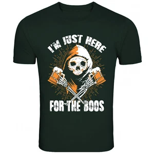 Here For The Boos Schnaps Totenkopf T-Shirt lustig T-Shirt Herren Damen Unisex Tee - Bild 1 von 2