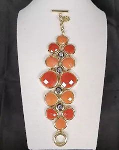 Dana Buchman Armband goldfarben orange Koralle facettierte Strasssteine - Bild 1 von 12