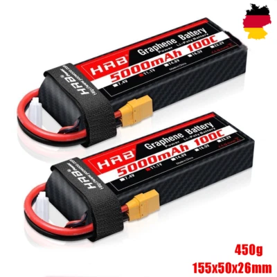 2x HRB 11,1V 3S 5000mAh XT90 Lipo Akku für RC Hubschrauber Drohne Truck Auto LKW - Bild 1 von 4