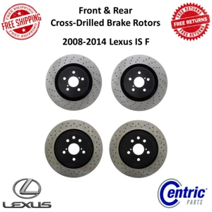 Centric Premium Front & Rear Cross-Drilled Brake Rotors For 08-14 Lexus IS-F - Picture 1 of 12