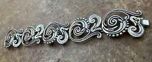 VINTAGE SIGNIERTES STERLING BLUMEN OFFENARBEIT MOTIV REPOUSSE BREITES ARMBAND - Bild 1 von 11