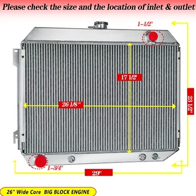 4 Row Radiator For 1968-1972 Dodge Charger Coronet 1970-1974 Dodge Challenger - Image 1 of 4