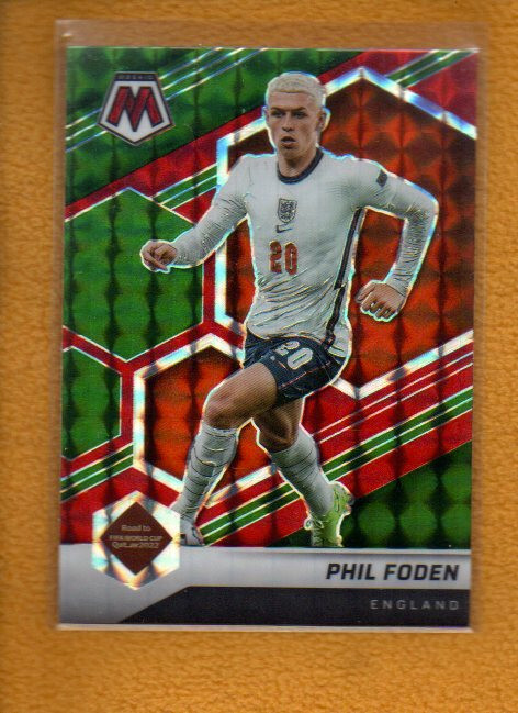 Phil Foden 2021-22 Mosaic FIFA World Cup Choice Red & Green Prizm #39 England