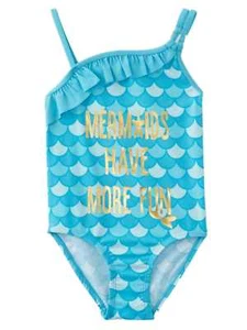 Joe Boxer Girls 1 Piece Blue Mermaids Have More Fun Bathing & Swimming Suit 5 - Picture 1 of 2