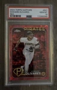 2024 Topps Chrome Sapphire Red Pittsburgh Pirates Edward Olivares 3/5 PSA 10 - Foto 1 di 2