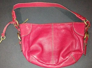 Fossil RED Soft Pebbled Leather W Key Satchel Shoulder Hand Bag Purse - Picture 1 of 9