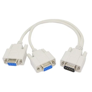 PNGKNYOCN 30cm DB9 Y Splitter Cable DB9 9 Pin 1 Male to 2 Female Rs232 Serial... - Afbeelding 1 van 6