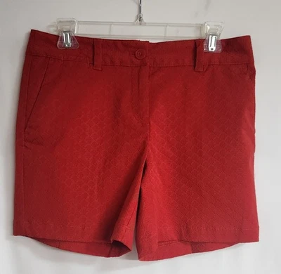 Pantalones Cortos Chinos Ann Taylor LOFT Para Mujer Talla 2 Rojo Estampado 6" Entrepierna Usados en Excelente Condición Foto 1 de 4