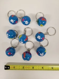 Set of 9 Blue Metal World Globe Keychains - Picture 1 of 8
