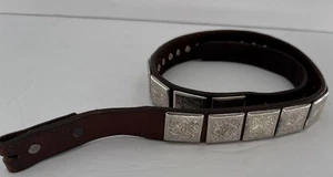 Cinturón Concho Vintage Marrón Cuero Genuino Ajustable Boho Vaquera Western Talla M - Imagen 1 de 12