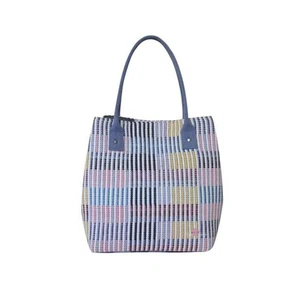 Earth Squared Pastel Stripe Slouch Tote Cotton Canvas Shoulder Bag Holiday Vibes - Picture 1 of 2