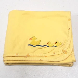 Carters Yellow Duckie Duck Baby Blanket Embroidered Swimming Ducks - Picture 1 of 11