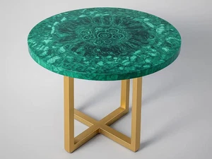 Mesa de piedra de malaquita artesanal - Muebles de piedras preciosas de lujo - Imagen 1 de 9