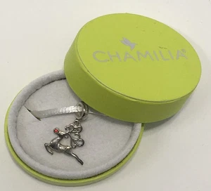 Nuovo Charm Chamilia Argento Sterling Rudolph La Renna dal Naso Rosso Pendente  - Foto 1 di 4