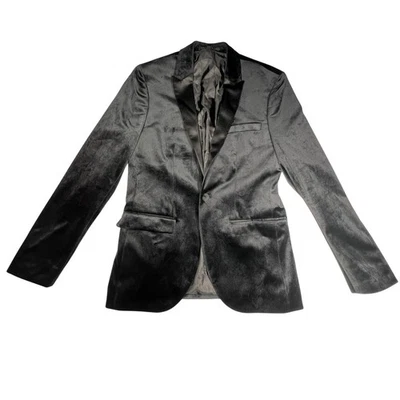Topman Velvet Blazer Skinny Fit Black Shawl Lapel Mens Jacket 38R Formal Event - Image 1 of 4
