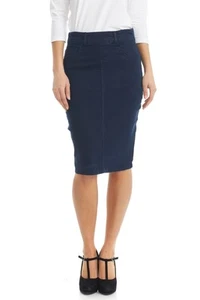 Navy short below knee length denim jean skirt 'Brooklyn' - Picture 1 of 4