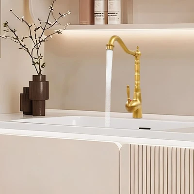 Wasserhahn Nostalgie Einhebel Waschbecken Retro Waschtischarmatur Mischbatterie - Bild 1 von 4