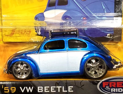 Coche Jada 59 1959 VW Volkswagen Beetle Bug Dub City Oldskool con portaequipajes azul Foto 1 de 3
