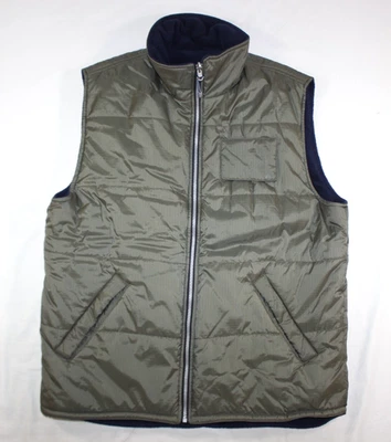 Vintage Quiksilver Vest Mens XL Reversible Puffer Nylon Fleece Jacket Green Blue - Image 1 of 4
