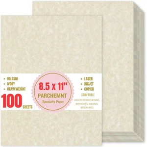 100 Sheets Parchment Paper8.5 x11 Certificate Paper90 GSM Textured Stationary... - Picture 1 of 8