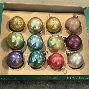 Albero di Natale Vintage Vetro Mercurio Piuma Ornamenti 12 Miniature 1” USA ELRO - Foto 1 di 6