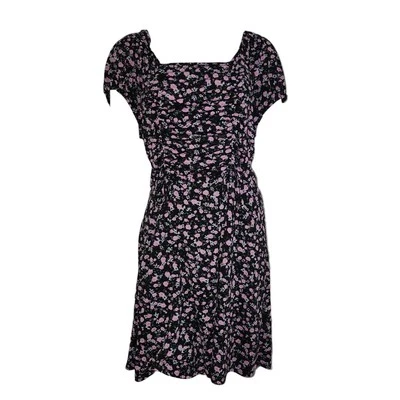 Liberty Love Dress Womens Size 1XL Black Pink Floral Smocked Feminine Boho Ditsy - Image 1 of 4