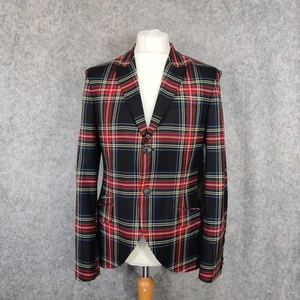 Jack Wills Jacket Mens Size Medium Slim Fit Red Tartan Plaid Wool Blazer Country - Picture 1 of 19