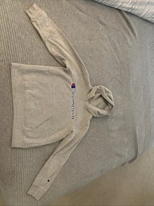 Champion Hooded Sweatshirt Boys Girls Sz M Gray Long Sleeve Spellout Hoodie NICE - Picture 1 of 3