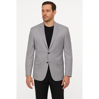 Blazer Marc Anthony Para Hombre Talla 46R Gris Claro A Medida Solapa con Muescas de 2 Botones Foto 1 de 4