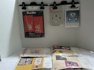 LOT OF 7 NEW ASSORTED CHRISTMAS CROSS STITCH CRAFT KITS ORNAMENTS TOWELS ETC - Picture 1 of 12