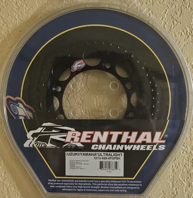 Rueda dentada Renthal Suzuki/Yamaha Ultralight 47T 121U-428-47 GPBK negra Foto 1 de 4