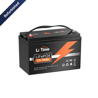 LiTime 12V 100Ah LiFePO4 Lithium Battery 1280Wh for RV Solar Marine-Refurbished - Image 1 of 4