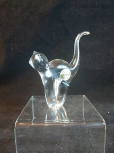 Lucyna Polish Hand Blown Crystal Cat Figurine 11cm High - Picture 1 of 5