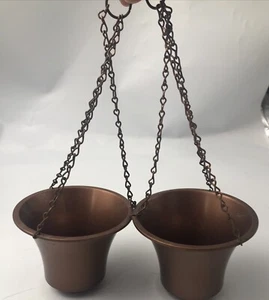 2~ Rare Chicago USA Bernard Edward Co. Bronze Plastic Hanging Planters - Picture 1 of 10