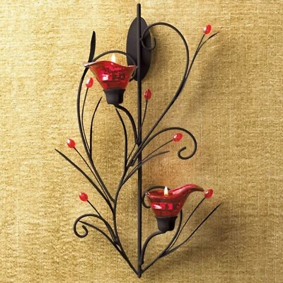 Aplique de montaje en pared con flor de rubí candelabro lámpara linterna decoración del hogar Foto 1 de 4