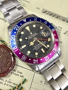 Orologio Rolex GMT Master 1675 RARO lunetta fucsia non lucidato 1968 SCATOLA DOCUMENTI - Foto 1 di 14