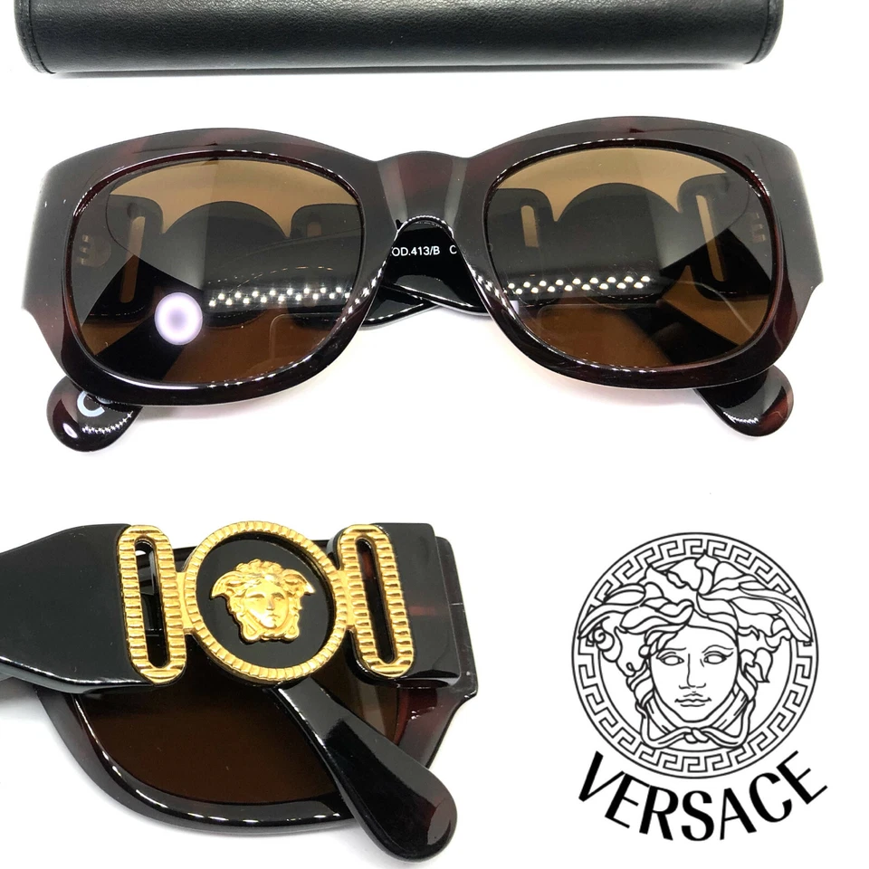 RARO!! Gafas de sol Gianni Versace Mod.413/B Col.900 vintage Rihanna Migos doradas Foto 1 de 4