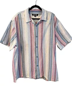 Stacy Adams Linen Cotton Blend Striped Casual Button Down Shirt XXL Breathable - Picture 1 of 5
