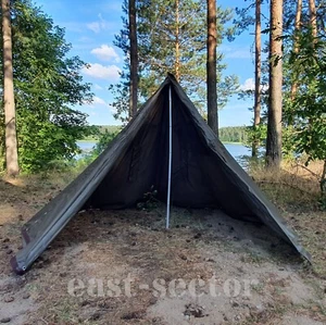 Half Tent Lavvu Shelter Tarp Poncho Polish Army Khaki OD Green size 3 - Picture 1 of 8