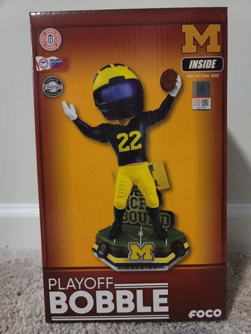 Michigan Wolverines 2023 College Football Playoff Bobblehead. NIB. #/144 Cover