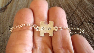 sterling silver charm bracelet with initials - Picture 1 of 4